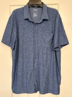 Men's FTX Blue Heather Short-Sleeve Button-Up Shirt